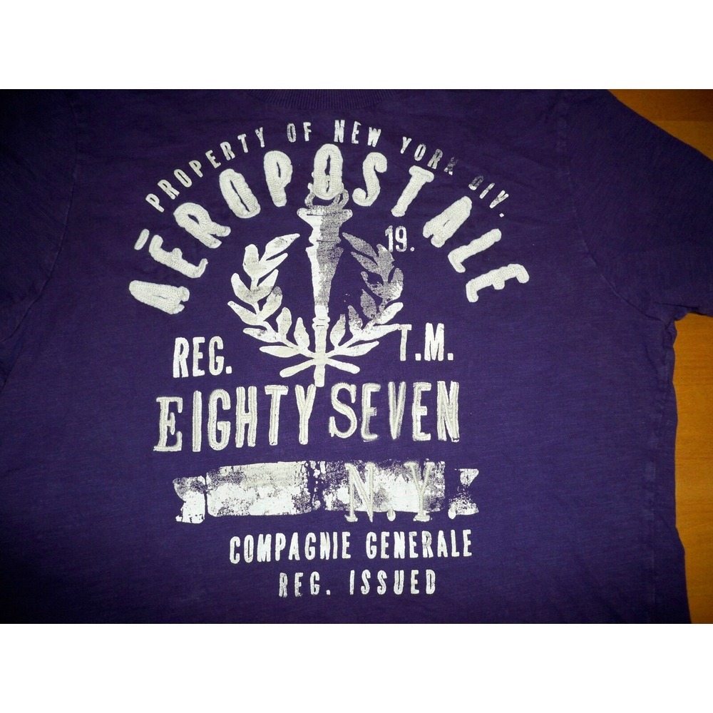 Vintage 1987 Authentic‎ Aeropostale Raised Letters T-Shirt Purple Size Medium
